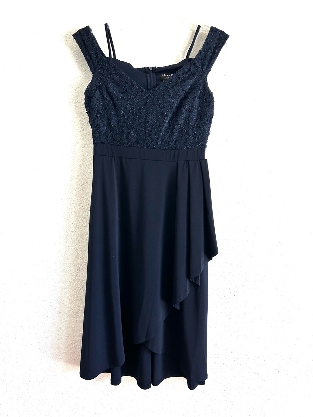 Alexa B Cocktail Dress Women's Size 6 Blue Lace Top Sleeveless Wedding Guest - Picture 1 of 9